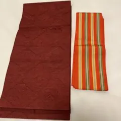 着物用赤い帯とストライプ帯セット