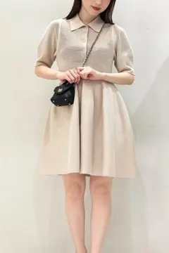 スナイデル　snidel ストラクチャードニットポロワンピ　ベージュ　秋服　美品