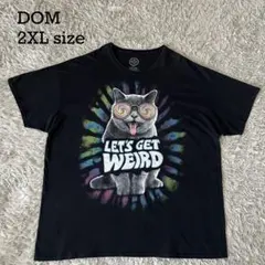 DOM 猫 サイケデリック グラフィック Tシャツ 2XL ブラック Y2K