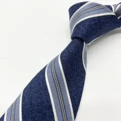 【美品】FAIRFAX フェアファクス ネクタイ ストライプ シルク ネイビー