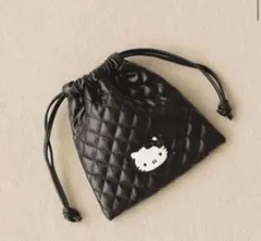 ローリーズファーム ハローキティ キルティング 巾着ポーチ ブラック
