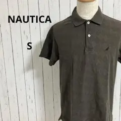ノーティカ☆半袖　ポロシャツ　綿100%　ロゴ刺繍　US古着　S　茶色系　メンズのサムネイル
