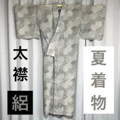 夏着物 薄手 白 黒 ホワイト ブラック モノトーン 花柄 梅 絽 レトロのサムネイル