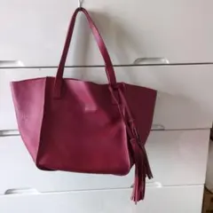 ロデスコ　レザートートバッグ　ワインレッド　タッセル付き