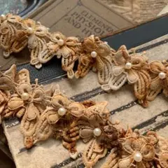 ジャンクジャーナル素材☆錆染めパール付きバタフライモチーフ