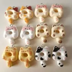 猫のドーナツ型チャーム12個セット