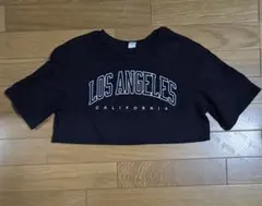 LOS ANGELES ロゴ クロップド丈 Tシャツ ブラック　SHEIN