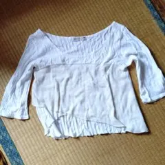 PAGEBOY ホワイト カットソー 五分袖