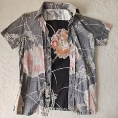 DIESEL　グレー 花柄 半袖シャツ