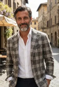 ★バルバ BALBA メンズテーラードジャケット リネン 46 本切羽