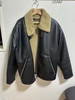 レザー ボア襟ジャケット