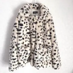 YUZHU レオパード柄　ゆったりめ　フェイクファーコート　ジャケット