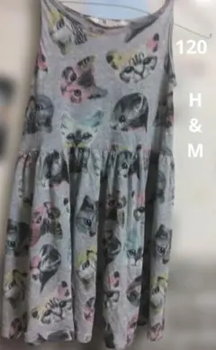 H&M 猫プリント ノースリーブワンピース 120