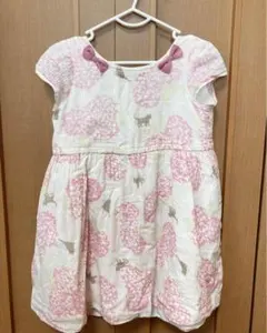 ワンピース anyFAM 110cm ピンク　猫　リボン　紫陽花