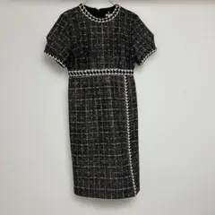 LEJA ツイード柄ハイウエストソフトパフスリーブドレス