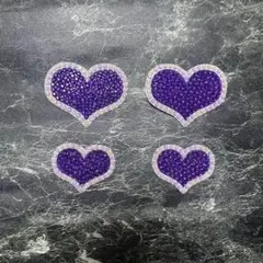 デコうちわ　うちわデコ　デコパーツ　うちわ　パーツ　ハート　パープル