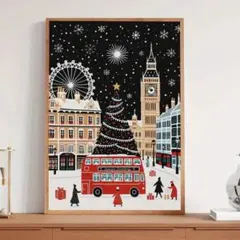 ポスター　インテリア　ロンドンクリスマス　3040 　キャンバスアート