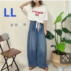 しまむら　noooon　デニム　イージーパンツ　LL　add COROR