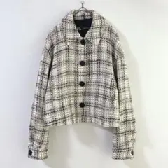 5822 ZARA ザラ　ツイードジャケット　クロップド　ショート丈　ＸＳのサムネイル