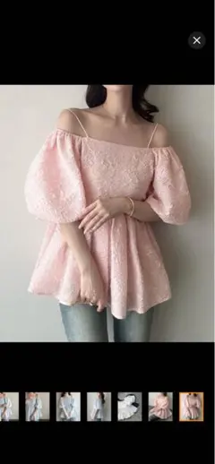 Meiru オフショルダー パフスリーブ 2wayブラウスのサムネイル