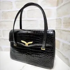 【美品 最高級◎】クロコダイル ハンドバッグ 芝翫香 シャイニング 美品 最高級◎】クロコダイル ハンドバッグ 芝翫香 シャイニング