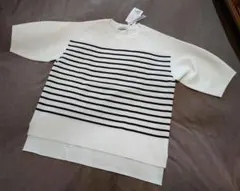 BEAUTY＆YOUTH ミラノリブ カーブスリーブ ニットプルオーバー