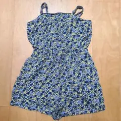 花柄オーバーオール ネイビーとイエロー