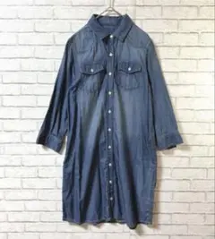 【ナチュラルビューティーベーシック】デニムシャツM丈長め チュニック 羽織り