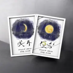 生まれた日の月でデザインする　オーダーメイド命名紙　命名書