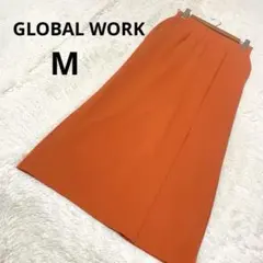 グローバルワーク タイトスカート ロング丈 無地 オレンジ きれいめ/M