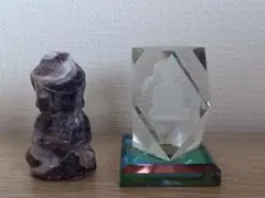アメジスト仏像風置物 クリスタルベース付き 2セット