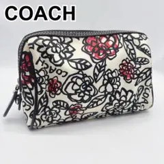 良品 COACH コーチ ナイロン デイジー フローラル グラフィティ化粧ポーチ