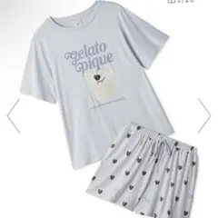 ジェラピケ　接触冷感　ケーキワンポイントTシャツ&ハート柄ショートパンツセット