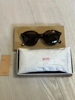 aim ブラウン ラウンド型サングラス