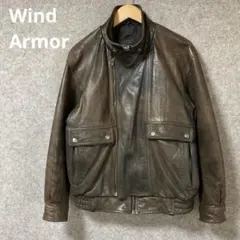 WindArmorダークブラウン カウレザー バイカージャケット