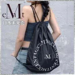 韓国限定★MUCENT ロゴ ナップサック 黒 eMt バッグ　ムセントのサムネイル
