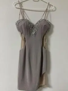 グレー ビジュー付き Mサイズ スリップドレス
