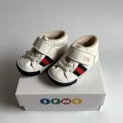 新品未使用 IFME 12cmベビーシューズ ホワイト ストライプ