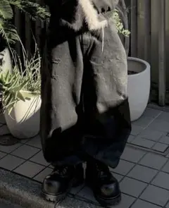 【未使用】Chikashitsu+ コーティングダメージワイドデニム