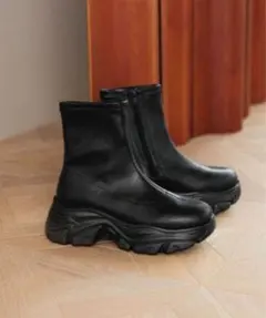 厚底ストレッチスニーカーブーツ 23.5 ブラック