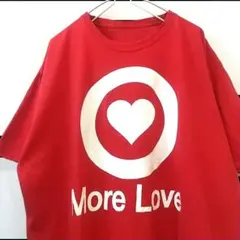 More Love フロントロゴ ビッグサイズ Tシャツ 赤 2XL位 海外古着