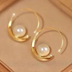 まとめ割可　パールフープピアス ポストシルバー925ゴールド