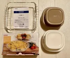 HARIO 耐熱ガラス製 グラタン皿 スクエアプレート 7点セットのサムネイル
