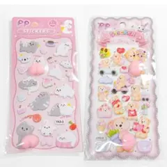 猫・クマおしりシール ２シートセット ぷくぷくシール