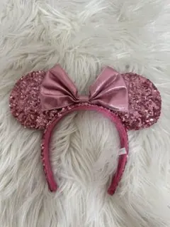 ミニー耳カチューシャ ピンク スパンコール