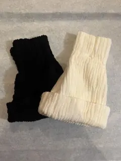 ニット帽 セット 黒 白 遠赤ホカホカ帽子