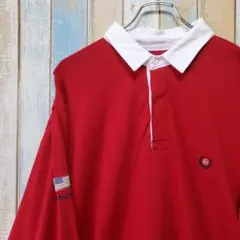 96☆チャップスラルフローレン☆ラガーシャツ☆ワンポイント刺繍ロゴ☆90s☆XL