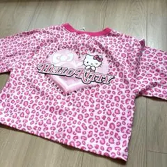 【新品未使用】ヒョウ柄「HELLO KITTY」デザインのTシャツ　140