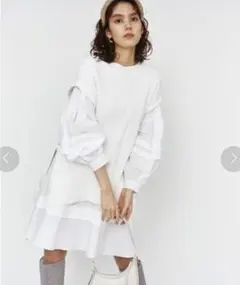 スナイデル　SNIDELオーバーベストニットレイヤードプルオーバー