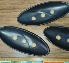 細長苔玉トレイ　陶器３点セット　黒のサムネイル